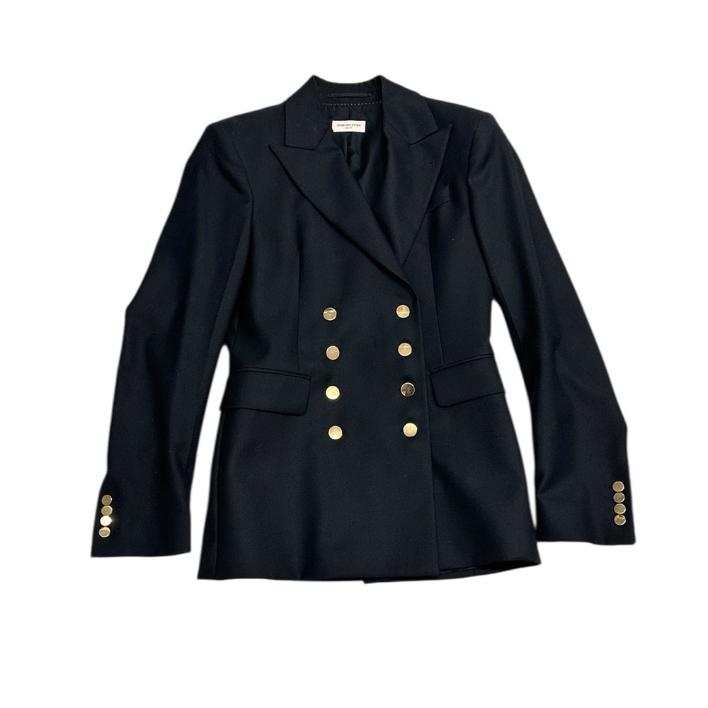 Dries Van Noten SS20 Runway Double Breasted Gold Buttom Blazer